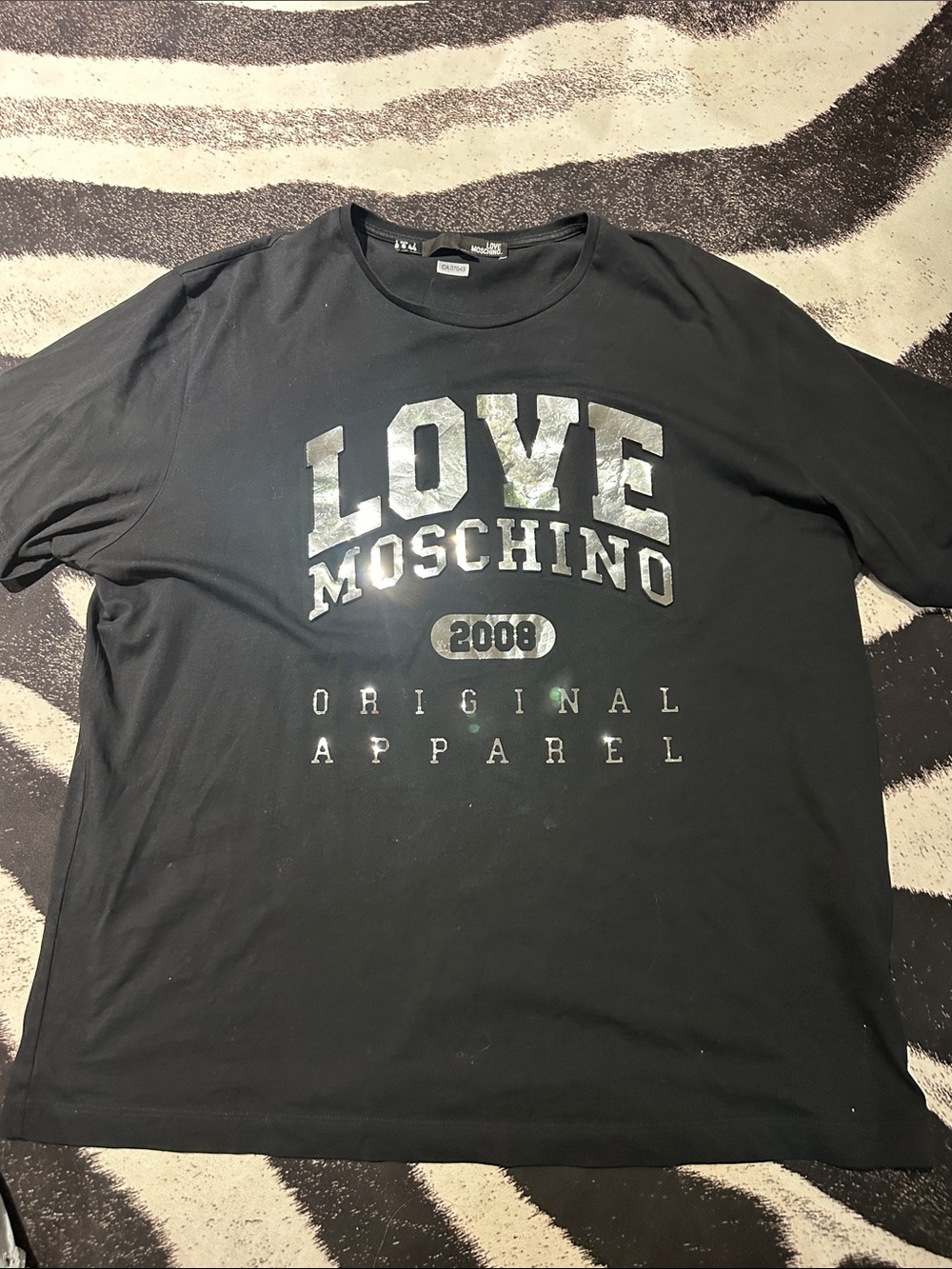 Love Moschino Black Tee with Metallic Logo